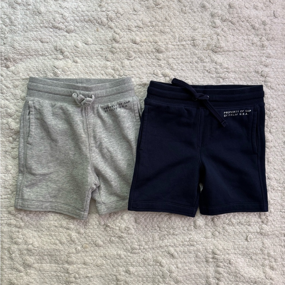 GAP Kids Cotton Fleece Pull-On Shorts - Gray & Navy (2-Pack) Sz XS (4-5)